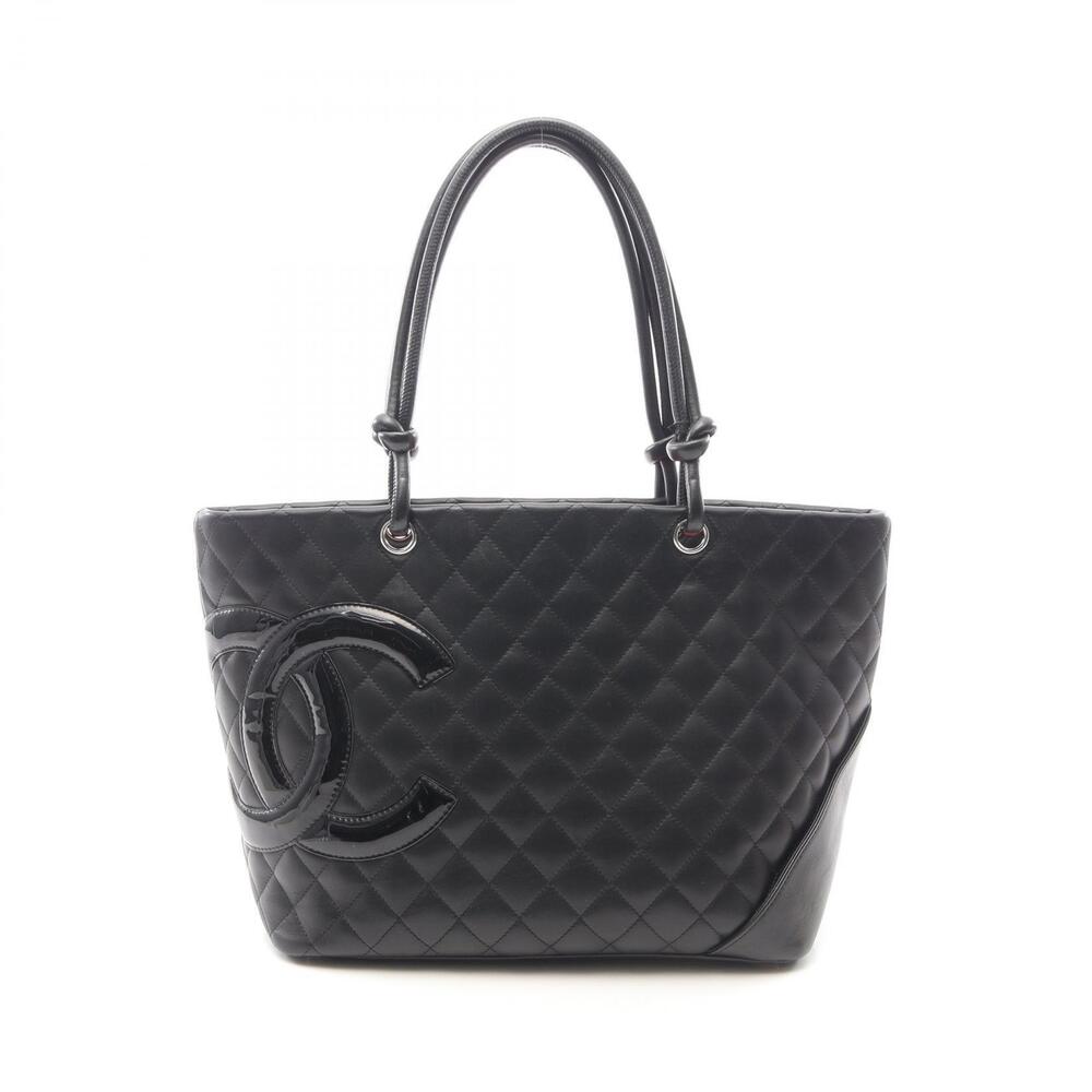 Chanel Cambon Tote Bag Leather Patent Vernis Black